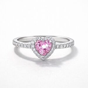 Pandora Sterling Silver Heart Ring with Pink Center New in box size 7